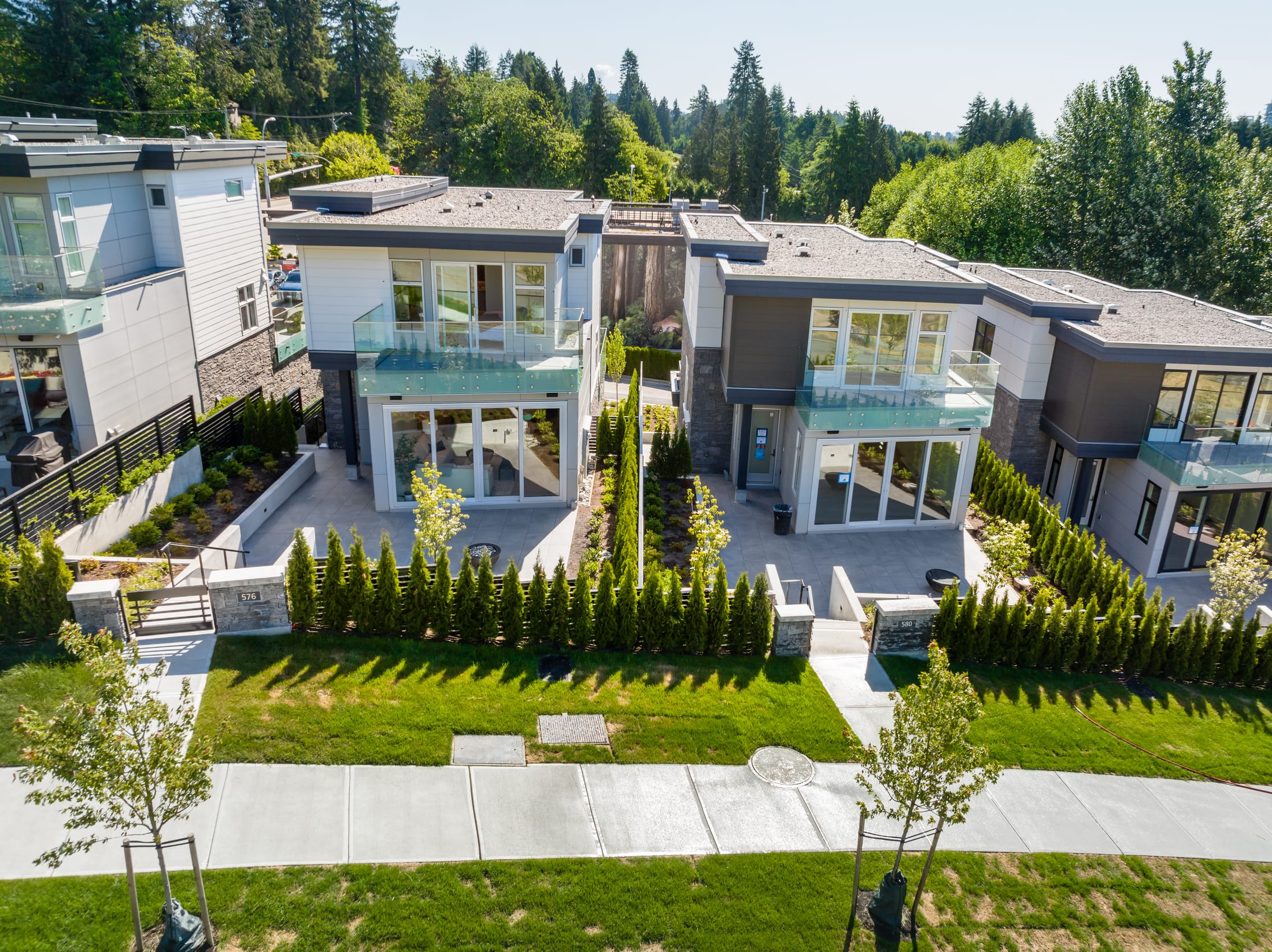 Aerial view of Evelyn single-family homes, West Vancouver
