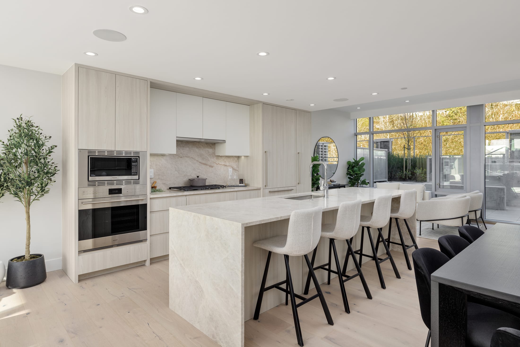 Kitchen with marble island at Evelyn