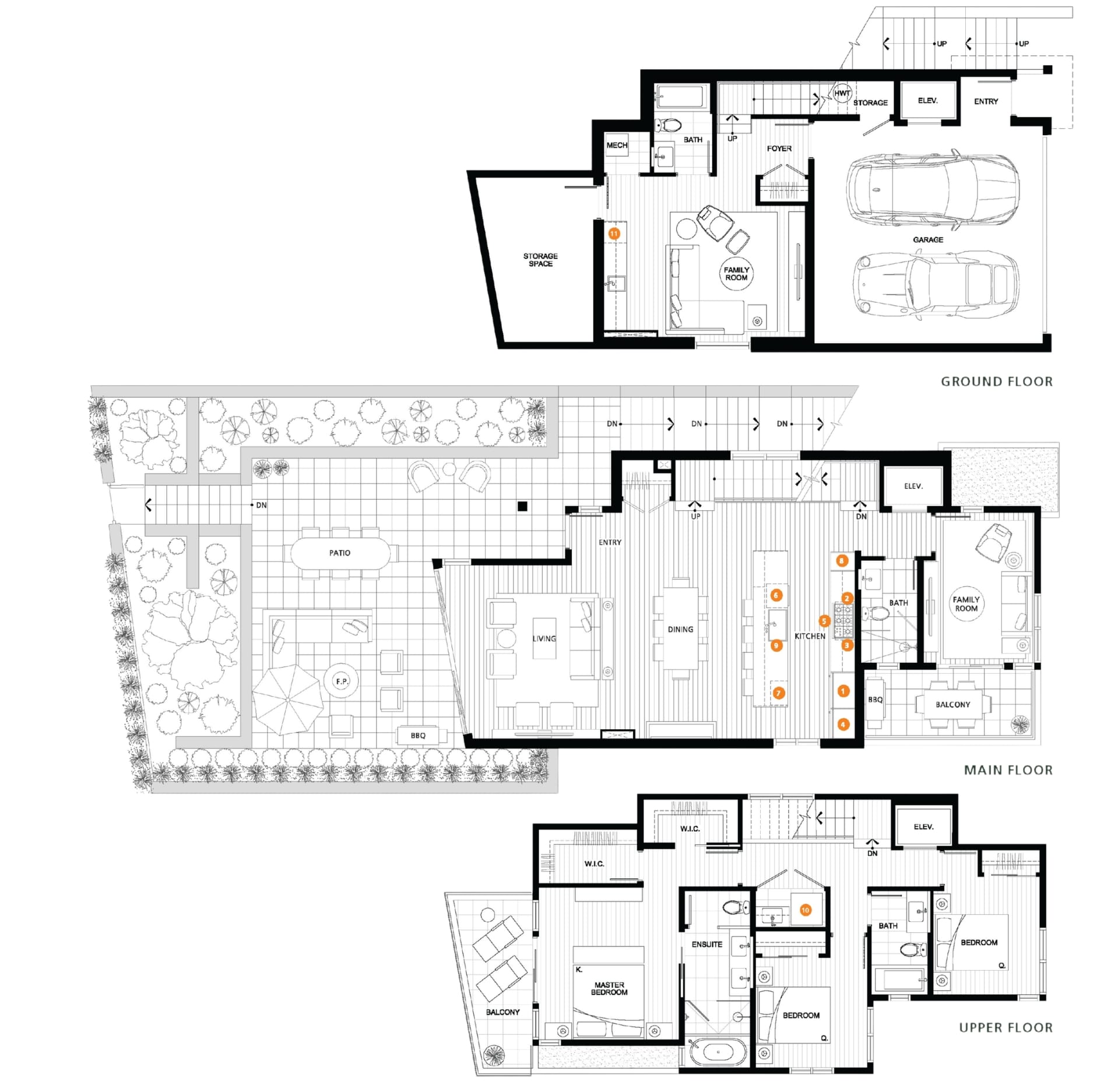 Plan SFH1 — Single-Family Home floorplan, 3 Bedroom + Family Room