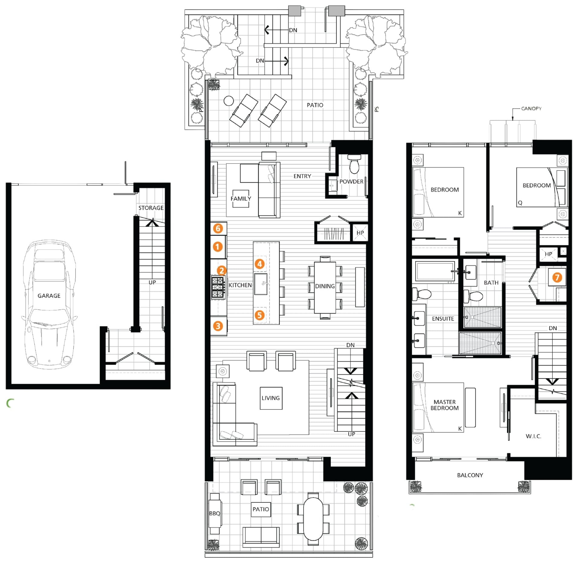 Plan THA — Townhomes at Evelyn Walk floorplan, 3 Bedroom + Family Room