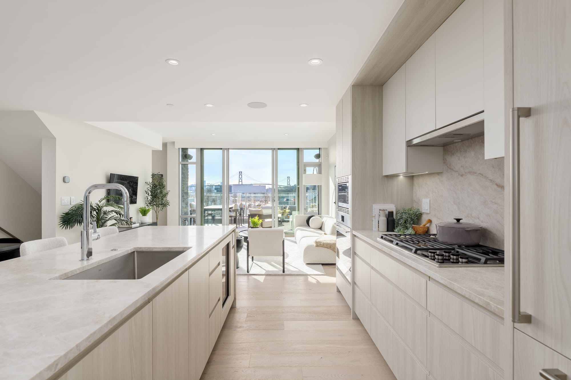 Bright townhome interior kitchen and living space at Evelyn Walk, West Vancouver