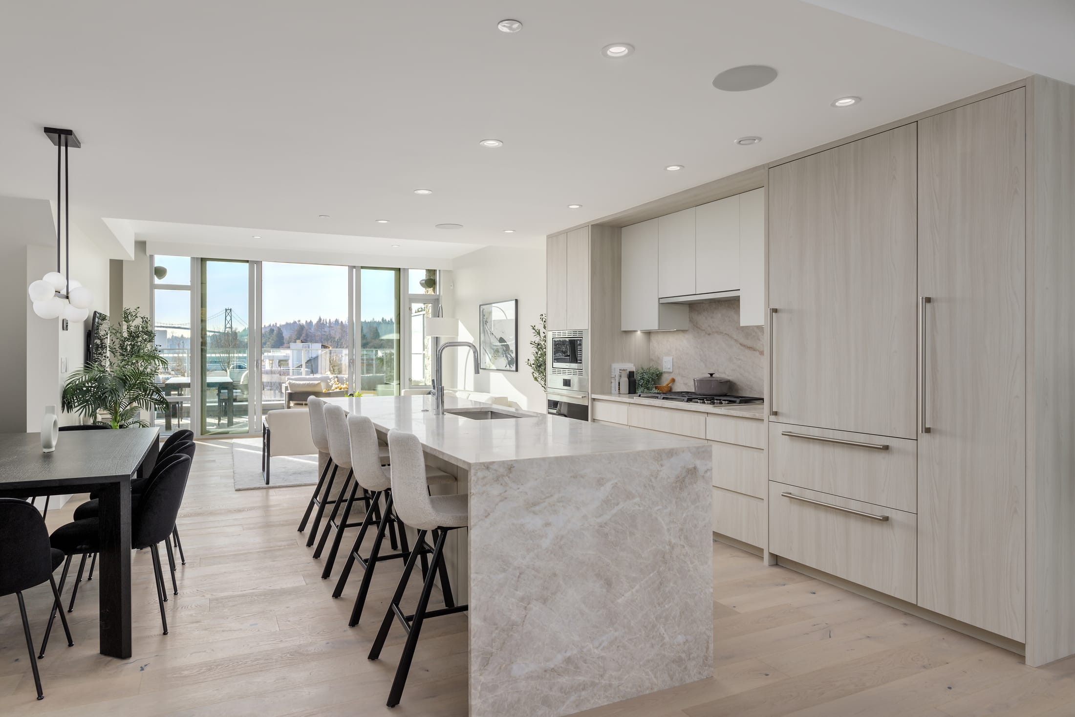 Townhome interior kitchen and dining at Evelyn Walk, West Vancouver